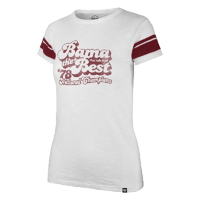 Alabama Crimson Tide T-Shirt - 47 Brand - Ladies - Bama The Best 78 National Champions - Football - White