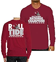 Alabama Crimson Tide T-Shirt - The Victory - 2015 National Champions Roll Tide - Football - Long Sleeve - Crimson