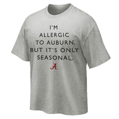 Alabama Crimson Tide T-Shirt - Weezabi - I'm allergic to Auburn but it's only seasonal - Grey