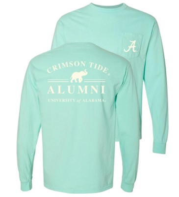 Alabama Crimson Tide T-Shirt - Alumni University Of Alabama - Pocket - Comfort Colors - Long Sleeve - Blue