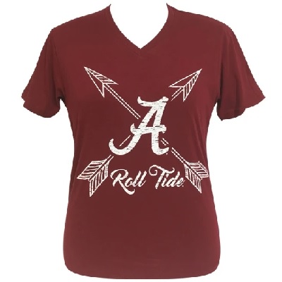 Alabama Crimson Tide T-Shirt - Girlie Girl Originals - Ladies - Roll Tide - V-Neck - Crimson