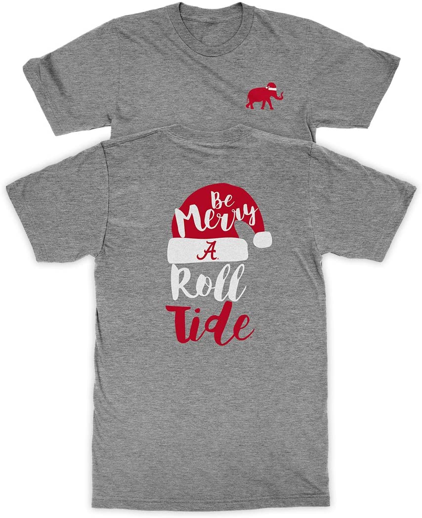 Alabama Crimson Tide T-Shirt - All Conference Apparel - Be Merry Roll Tide - Christmas - Grey