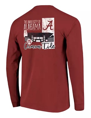 Alabama Crimson Tide T-Shirt - Image One - The University of Alabama - Stadium - Comfort Colors - Long Sleeve - Crimson