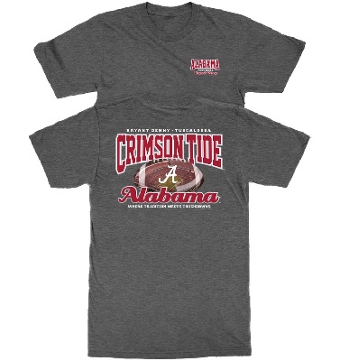 Alabama Crimson Tide T-Shirt - New World Graphics - Bryant Denny Tuscaloosa Where Traditions Meets Touchdowns - Football - Stadium - Grey