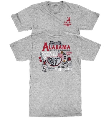 Alabama Crimson Tide T-Shirt - New World Graphics - University of Alabama Tuscaloosa - Grey