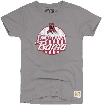 Alabama Crimson Tide T-Shirt - Original Retro Brand - University of Alabama Go Bama - Vintage Logo - Grey
