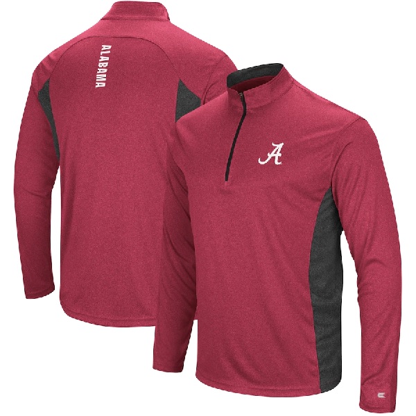 Alabama Crimson Tide Colosseum Audible Windshirt Quarter Zip Pullover Jacket Heathered Crimson Black