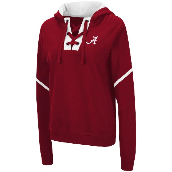 Alabama Crimson Tide Colosseum Womens Maeby Lace up Pullover Hoodie