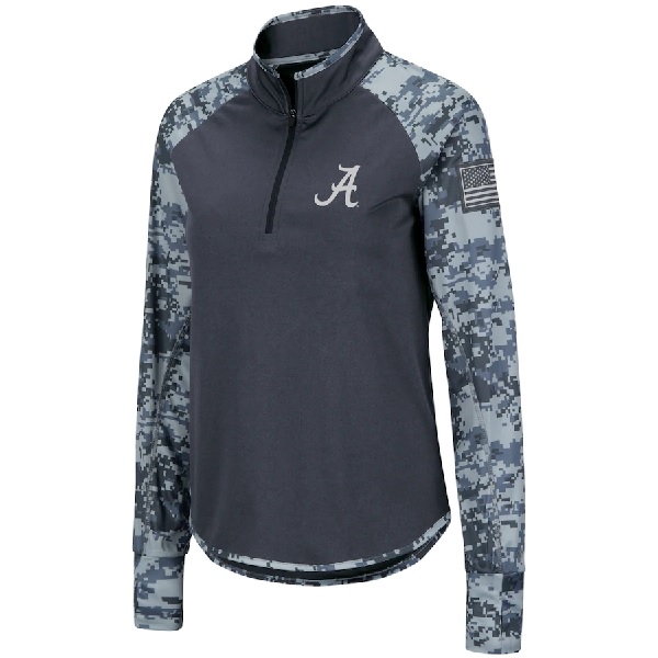 Alabama Crimson Tide Colosseum Womens OHT Military Appreciation Digital Quarter Zip Pullover Jacket