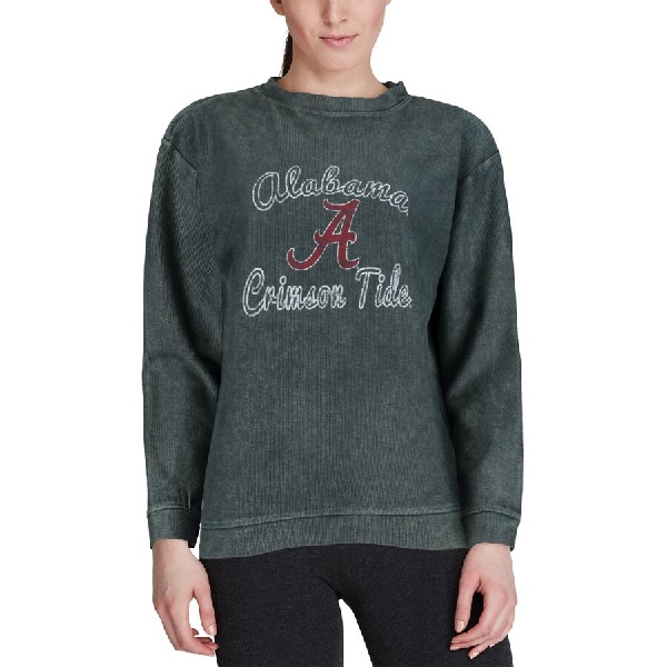 Alabama Crimson Tide Concepts Sport Womens Jetway Mineral Wash Corduroy Crew Neck Sweatshirt