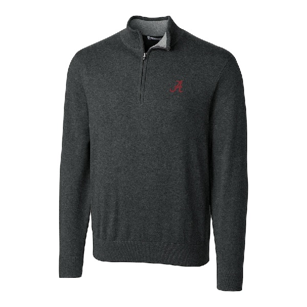 Alabama Crimson Tide Cutter & Buck Big & Tall Lakemont Half Zip Jacket Heather Charcoal