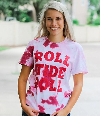 Alabama Crimson Tide T-Shirt - Bows And Arrows - Ladies - Roll Tide Roll - Tie-Dye - White