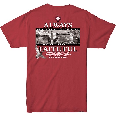 Alabama Crimson Tide T-Shirt - New World Graphics - Always Faithful Ducks Unlimited - Crimson
