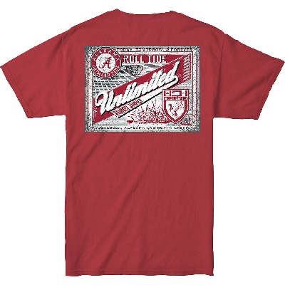 Alabama Crimson Tide T-Shirt - New World Graphics - Roll Tide Unlimited Rammer Jammer - Crimson