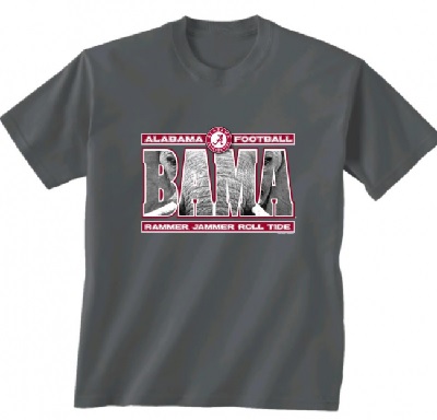 Alabama Crimson Tide T-Shirt - New World Graphics - Football Rammer Jammer Roll Tide - Football - Grey