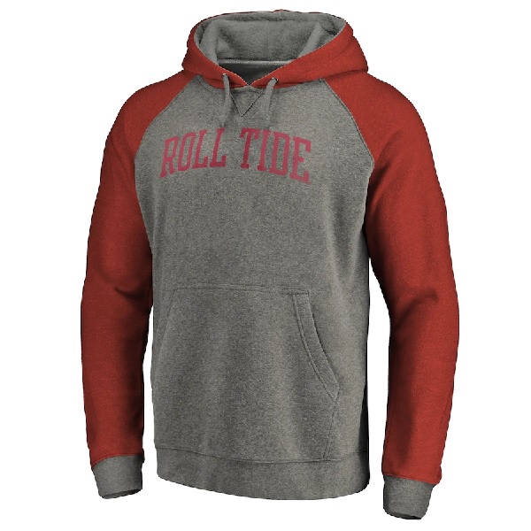 Alabama Crimson Tide Fanatics Branded Arched Battle Cry Raglan Tri Blend Pullover Hoodie Gray