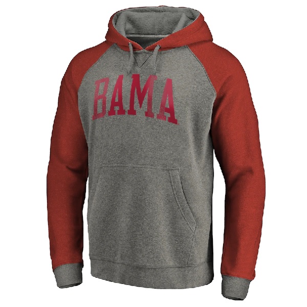Alabama Crimson Tide Fanatics Branded Arched Team Battle Cry Raglan Tri Blend Pullover Hoodie Gray