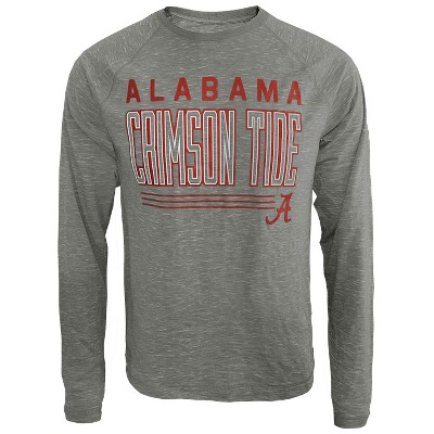 Alabama Crimson Tide T-Shirt - Raglan/Baseball - Long Sleeve - Grey