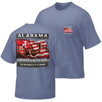 Alabama Crimson Tide T-Shirt - Campus Collection - Alabama Glory University of Alabama - USA Flag - Pocket - Blue