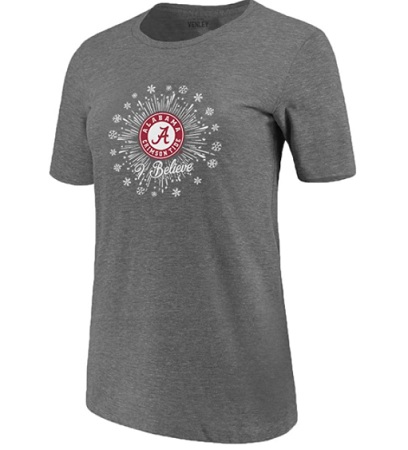 Alabama Crimson Tide T-Shirt - Venley - Ladies - I Believe - Christmas - Grey