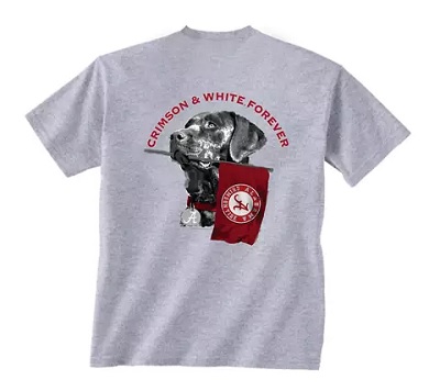 Alabama Crimson Tide T-Shirt - Labrador Retriever - Dog Flag - Crimson & White Forever - Comfort Colors - Grey