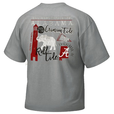 Alabama Crimson Tide T-Shirt - Image One - Tide Denny Chimes Roll Tide Tuscaloosa - Comfort Colors - Grey