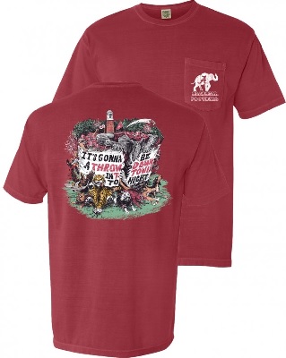 Alabama Crimson Tide T-Shirt - It's Gonna Be A Throw Down In T-Town Tonight - Pocket - Comfort Colors - Crimson