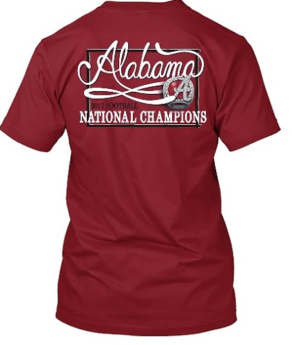 Alabama Crimson Tide T-Shirt - New World Graphics - Ladies - 2017 Football National Champions - Football - Trophy - Crimson