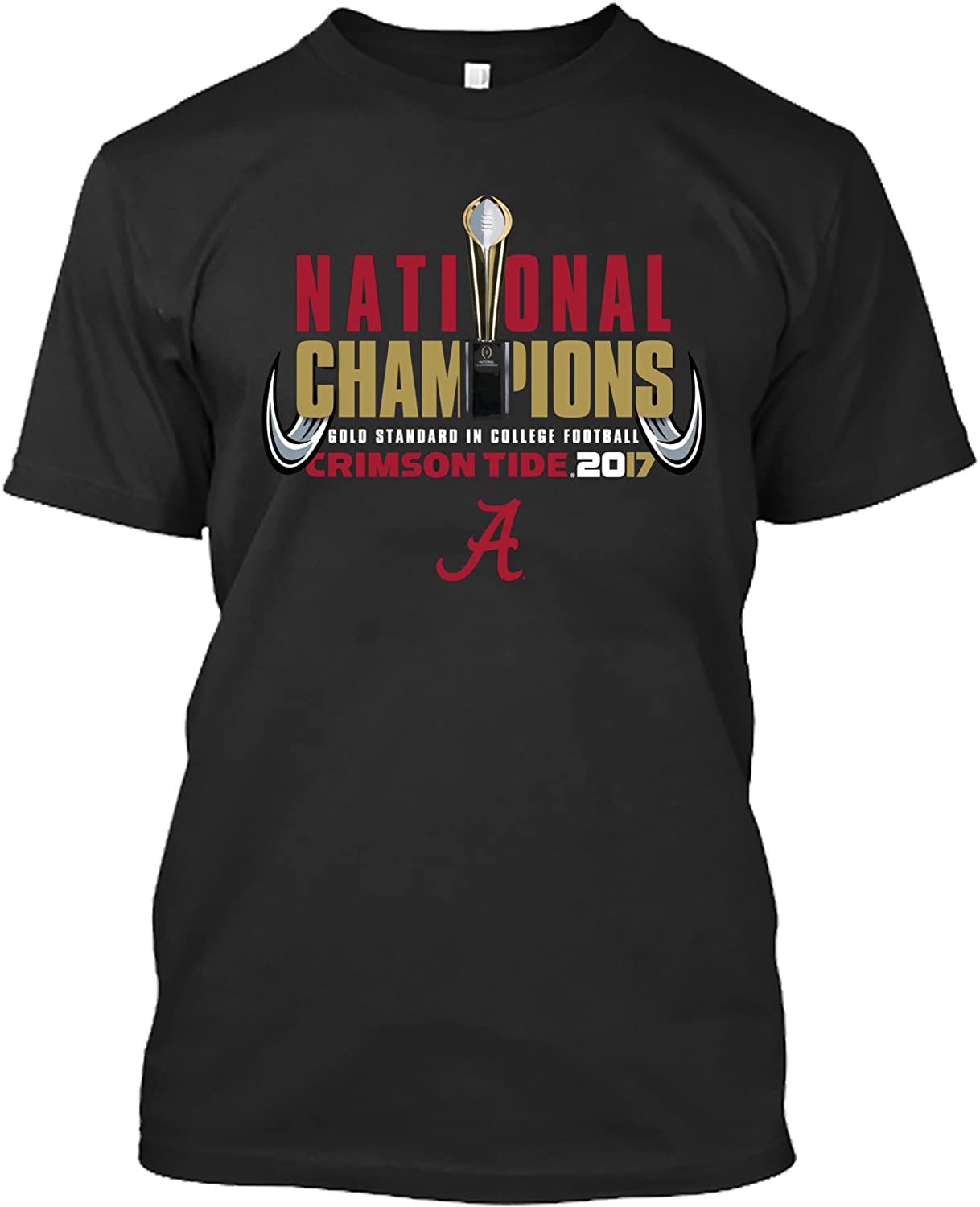 Alabama Crimson Tide T-Shirt - New World Graphics - National Champions 2017 - Football - Trophy - Black
