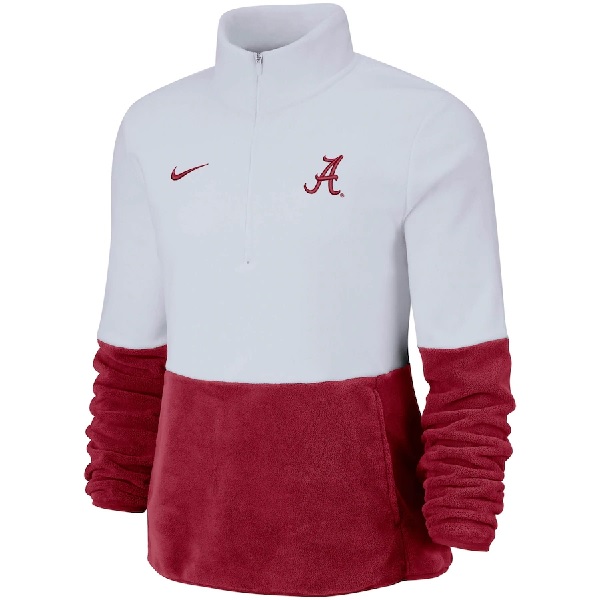 Alabama Crimson Tide Nike Womens Colorblock Performance Half Zip Jacket White Crimson