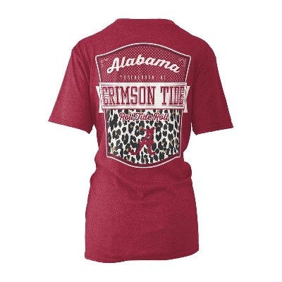 Alabama Crimson Tide T-Shirt - Pressbox - Ladies - Tide Roll Tide Roll - Crimson