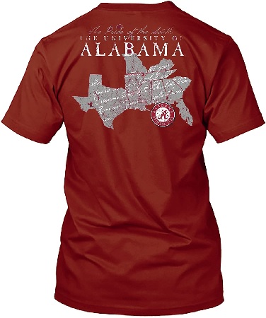 Alabama Crimson Tide T-Shirt - New World Graphics - The Pride Of The South University Of Alabama - State - Crimson