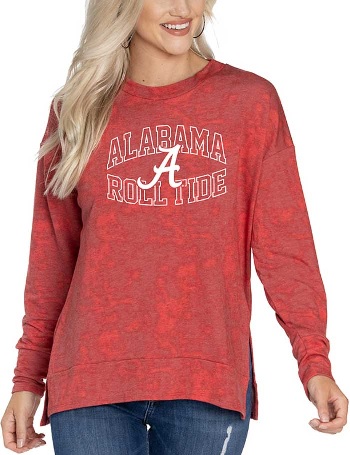 Alabama Crimson Tide Red Brandy French Terry Tie Dye Long Sleeve T-Shirt