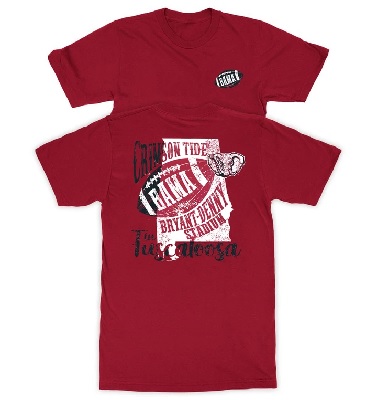 Alabama Crimson Tide T-Shirt - New World Graphics - Bama Bryant Denny Stadium Tuscaloosa - Football - State - Crimson
