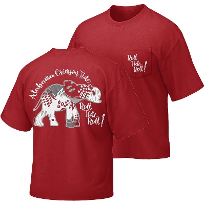 Alabama Crimson Tide T-Shirt - Campus Collection - Ladies - Tide Roll Tide Roll - Pocket - Comfort Colors - Crimson