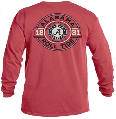 Alabama Crimson Tide T-Shirt - Image One - Roll Tide - Comfort Colors - Long Sleeve - Crimson
