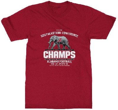 Alabama Crimson Tide T-Shirt - All Conference Apparel - 2020 Southeastern Conference Champs Football - Football - Crimson