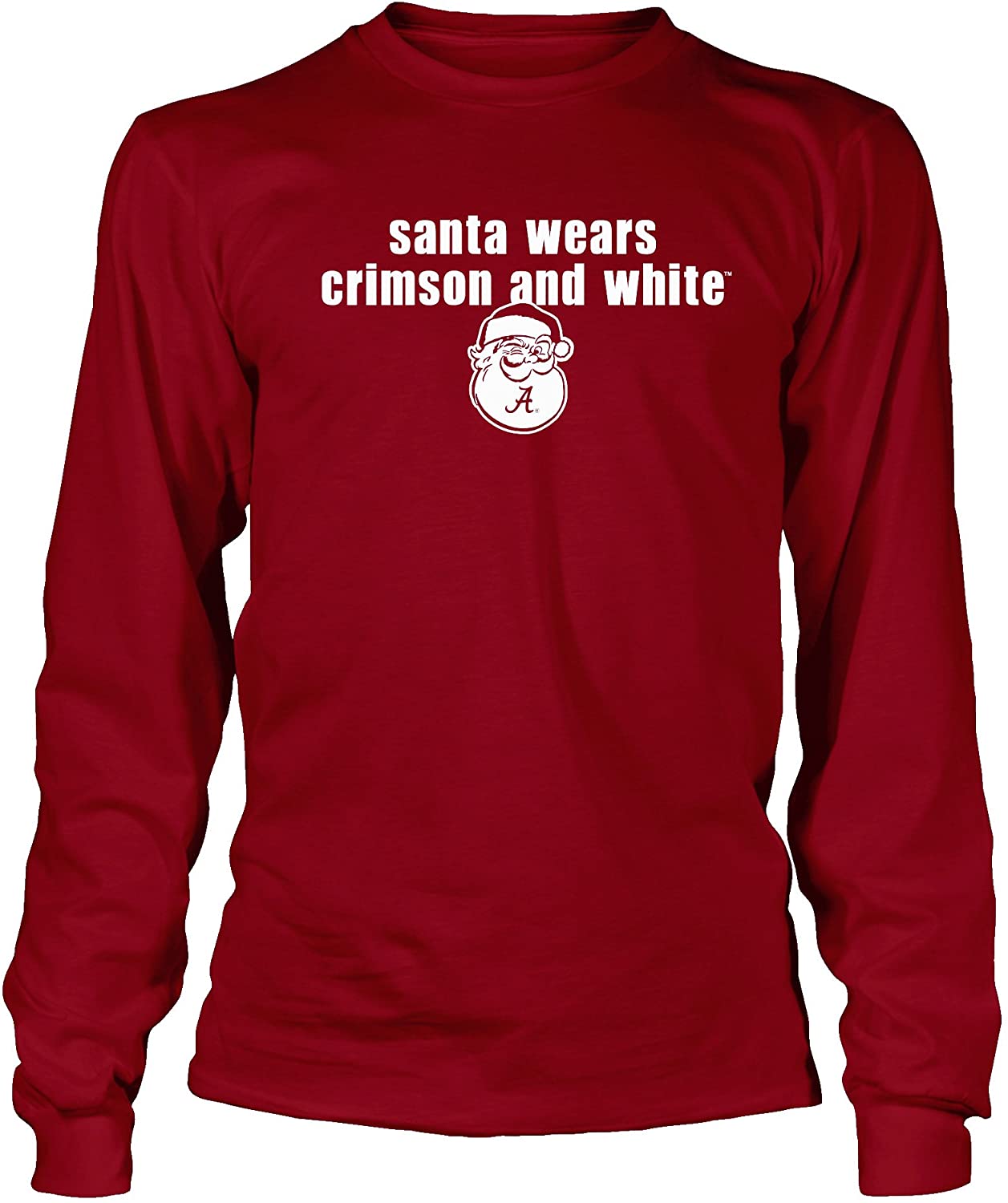 Alabama Crimson Tide T-Shirt - All Conference Apparel - Santa Wears And White - Christmas - Long Sleeve - Crimson