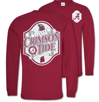 Alabama Crimson Tide T-Shirt - Ladies - Tide Roll Tide Roll - Long Sleeve - Crimson