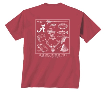 Alabama Crimson Tide T-Shirt - New World Graphics - The True Collegiate Sportsman - Hunting - Crimson