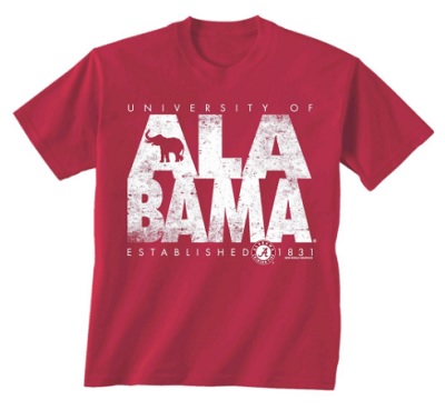 Alabama Crimson Tide T-Shirt - New World Graphics - University Of Alabama Alabama Established 1831 - Crimson
