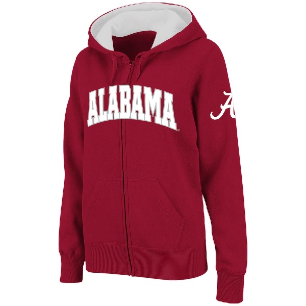 Alabama Crimson Tide Stadium Athletic Womens Arched Name Full Zip Hoodie Crimson