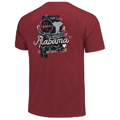 Alabama Crimson Tide T-Shirt - Image One - Roll Tide The University Of Alabama Tide - State - Comfort Colors - Crimson