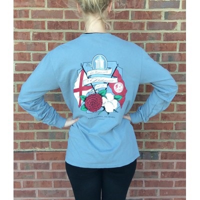 Alabama Crimson Tide T-Shirt - Ladies - The University of Alabama Tuscaloosa AL - Flowers - Comfort Colors - Long Sleeve - Blue