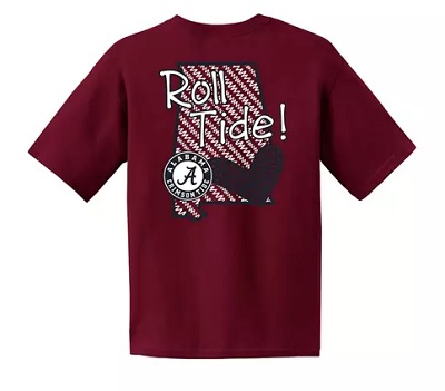 Alabama Crimson Tide T-Shirt - Image One - Youth/Kids - Roll Tide - State - Crimson