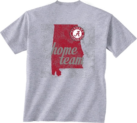 Alabama Crimson Tide T-Shirt - New World Graphics - Home Team - State - Grey