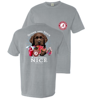Alabama Crimson Tide T-Shirt - Dog Puppy - Sugar And Spice & Everything Nice - Comfort Colors - Grey