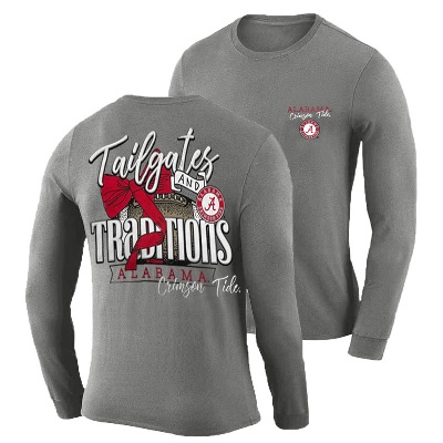 Alabama Crimson Tide T-Shirt - Image One - Ladies - Tailgates And Traditions - Football - Bows - Long Sleeve - Grey