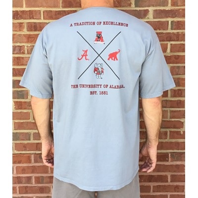 Alabama Crimson Tide T-Shirt - A Tradition Of Excellence The University Of Alabama Est 1831 - Vintage Logo - Pocket - Comfort Colors - Grey