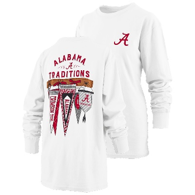 Alabama Crimson Tide T-Shirt - Pressbox - Ladies - Traditions - Long Sleeve - White